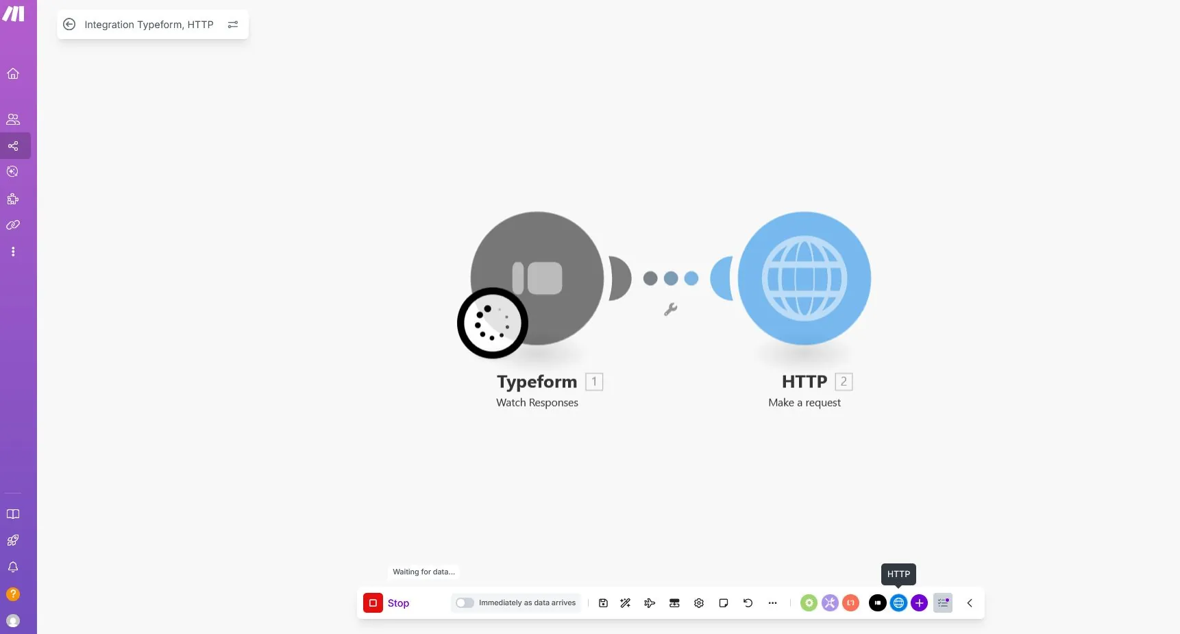 Make scenario waiting for incoming Typeform test response